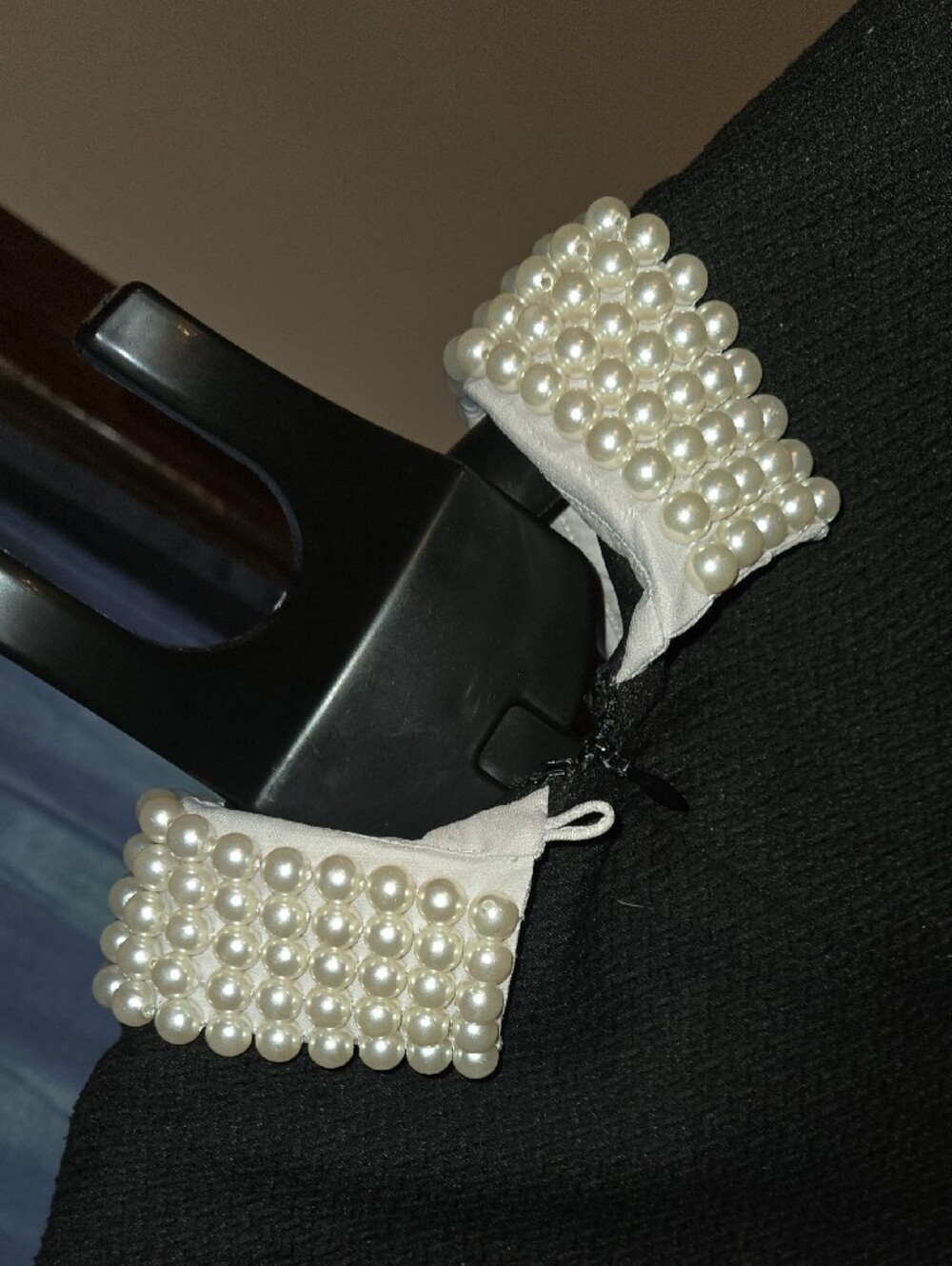 Betsey Johnson Black Sleeveless Dress with Pearl Collar - Picture 5 of 7